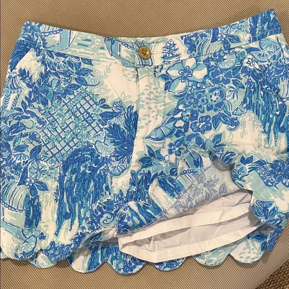 Lilly Pulitzer Blue and White Floral Skort - Picture 1 of 6